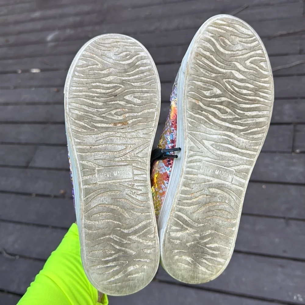Steve Madden Zparka Colorful Zebra Print Girls Sneakers size 5